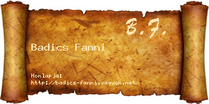 Badics Fanni névjegykártya